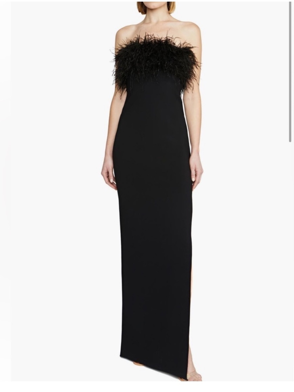 Monique Lhuillier Lisette Strapless Feather-Trim Gown